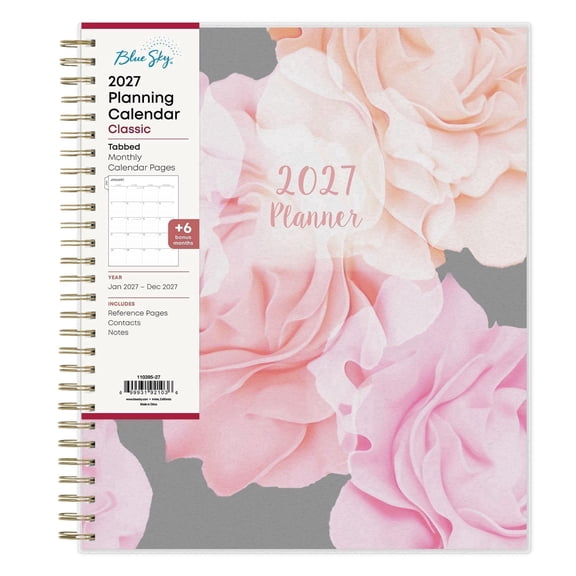 Blue Sky 2027 Monthly Planner Calendar, January 2027 - December 2027, 8" x 10", Flexible Frosted Cover, Laminated Tabs, Durable Twin Wire Binding, Joselyn