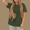 thumbnail image 4 of Womens Short Sleeve Pet Carrier Casual T-Shirts Summer Loose Fit Solid Color Tops, Large Dog Cat Pouch Kangaroo Pocket for Walking & Travel Outfits, 4 of 5