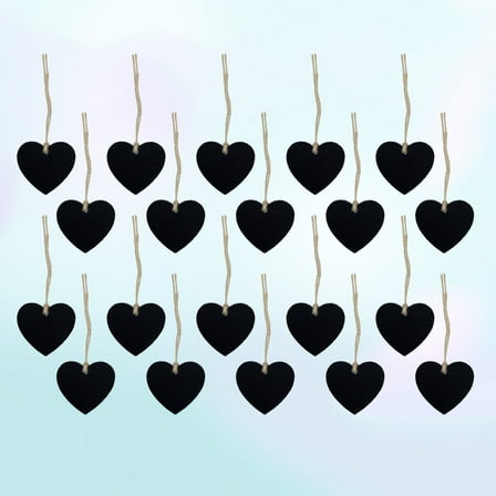 Supvox 20Pack Heart Shaped Wood Crafts Black Decoration for Birthday Party Wedding Decoration