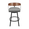 thumbnail image 4 of Idris 26" Swivel Counter Stool in Black Iron with Walnut Finish and Vintage Gray Faux Leather, 4 of 8
