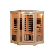Sonoma 3-Person Hemlock Infrared Corner Sauna with 7 Carbon Heaters, Natural & Clear