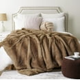 thumbnail image 3 of Camel Faux Fur Throw Blanket,Cozy Thick Mink Fur Blanket for Bed,Large Camel Throws,60"x80", 3 of 9