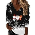 thumbnail image 1 of Chandail en Molleton de Noël pour Femmes Col Rond Pull Chaud Imprimé Mode Pull Mi-Long Veste de Vacances Xmas Cardigan à Manches Longues, 1 of 4