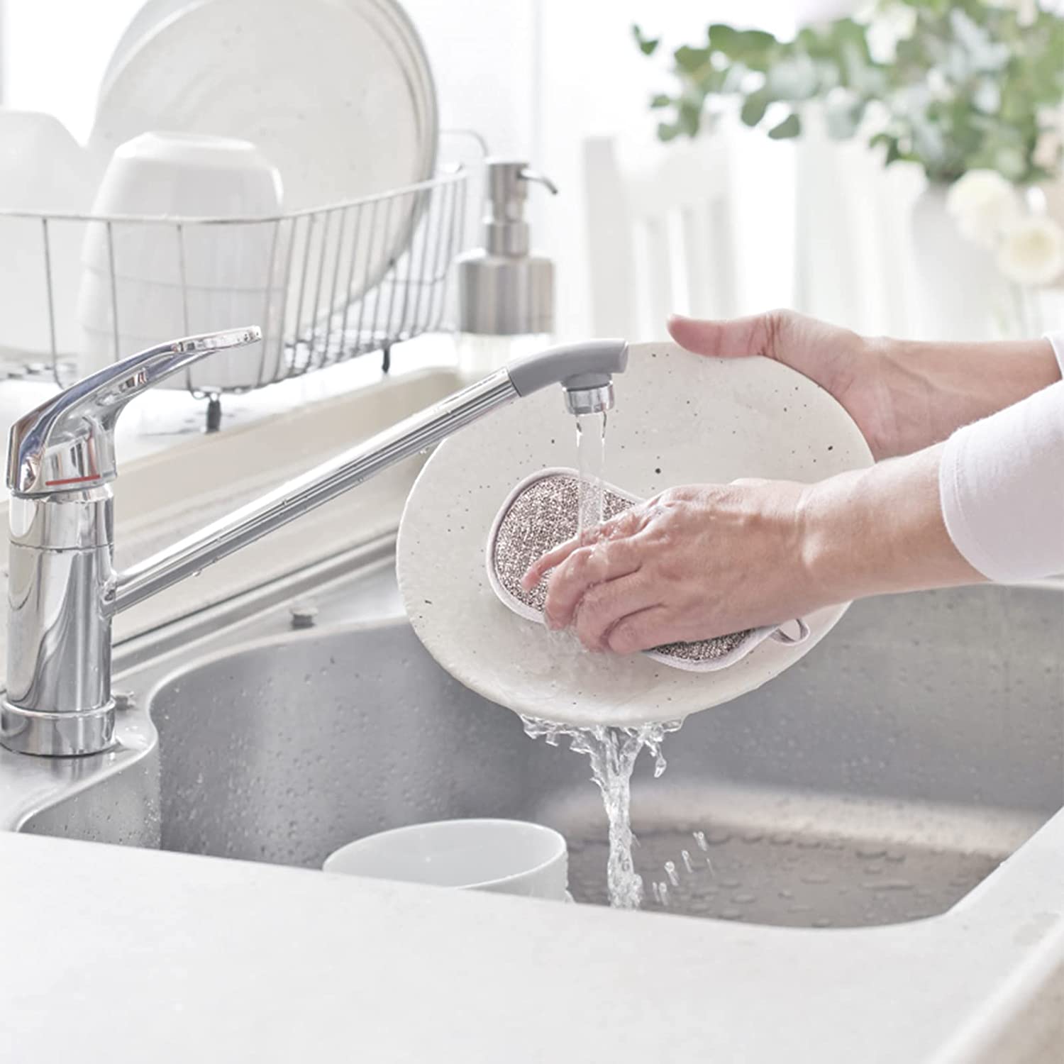 8 morceaux d’éponge de cuisine réutilisable lavable et antibactérie