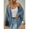 thumbnail image 3 of Womens Oversized Soft Knit Cardigan Sweater with Pockets Blue L, 3 of 7