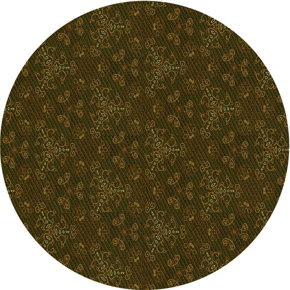 Ahgly Company Machine Washable Indoor Round Transitional Dark Bronze Brown Area Rugs, 7' Round