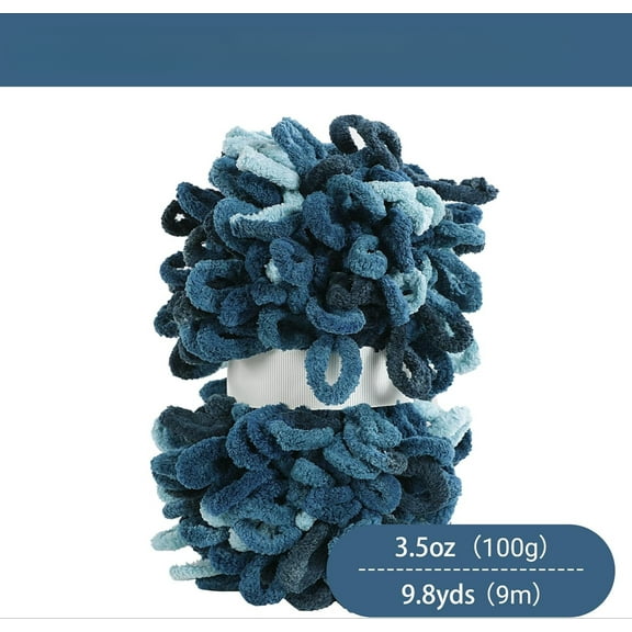 1 Pack (9.8 yds,3.5 oz Each Skein) Bulky Loop Yarn for Finger Knitting Soft,Off The Hook Loop Yarn,No-Needle Craft Chenille Yarn for Crocheting,Grey Tie Dye Hand-Knitting Yarn.