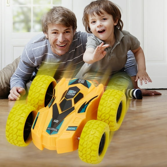4 Pack Pull Back Cars Monster Toys Truck Double-Sided Friction Powered Vehicles Flips Shockproof Inertia Cars Push and Go Vehicles Party Gifts for 3-12 Year Old Child Toys