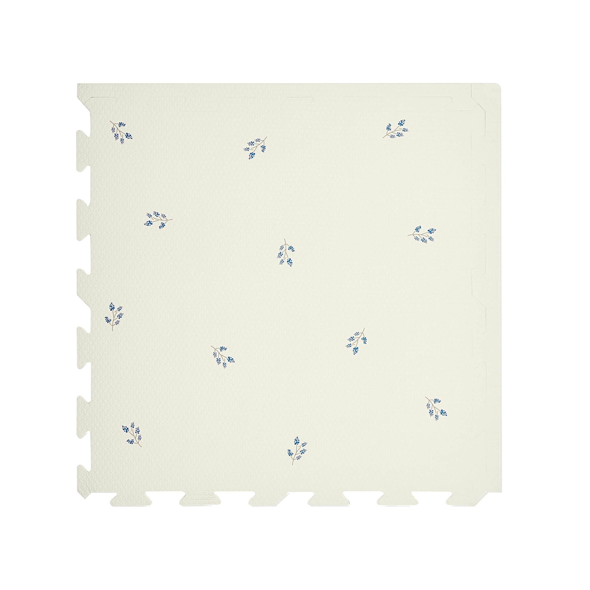 3 Sprouts Foam Puzzle Play Mat with Interlocking EVA Tiles for Toddlers, Babies and Kids in Blueberry Ivory