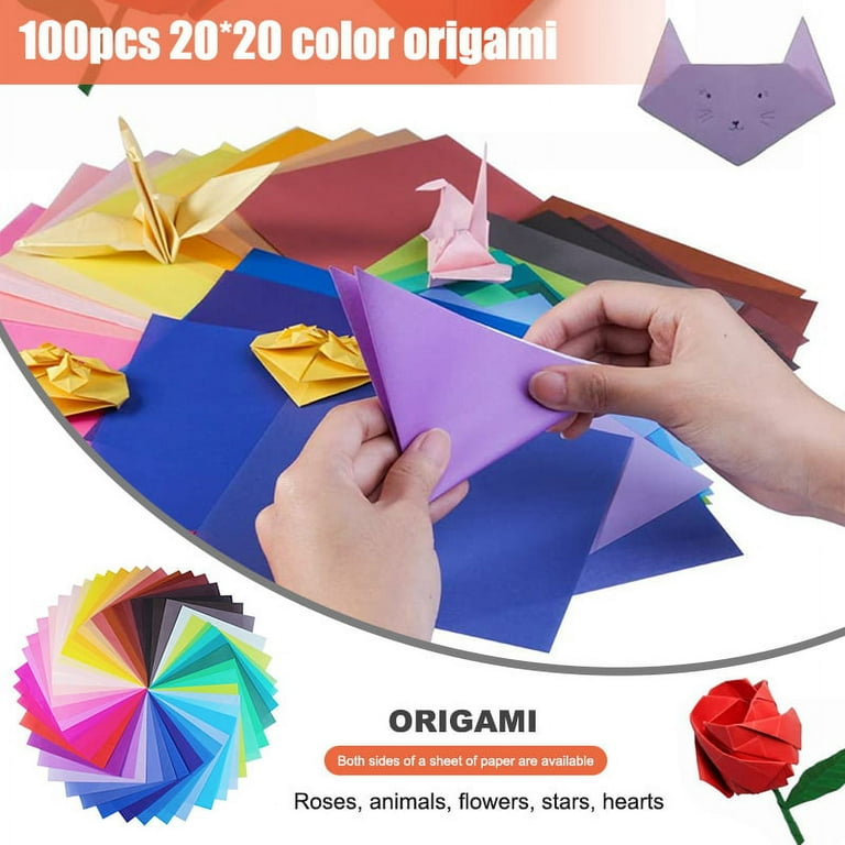 100 Sheets Origami Paper 20x20cm 8 inch Vivid Colours for Arts Crafts Projects New, Size: Default