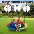 thumbnail image 4 of 43" 700lb Saucer Tree Swing for Kids, 360° Rotate Waterproof Flying Saucer Swing with Swivel, Hanging Straps, Adjustable Ropes, Round Mat Spinner Swing for Tree/ Swing Set, Colorful, 4 of 8