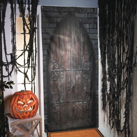 7 Ft. 2 1/2" Scary Closed Wooden Castle Door Curtain Halloween Decoration