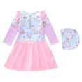 thumbnail image 4 of Toddler Girl Swimsuit Girl's Long Sleeve Dress Style One Piece Swimsuits Baby Bathing Suit Girl Pink 10-12 Years, 4 of 7