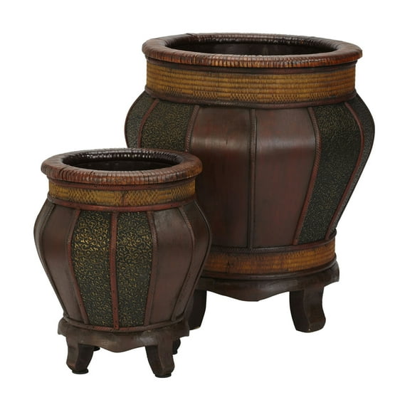 Nearly Natural 2pc Decorative Wood Panel Planter Set