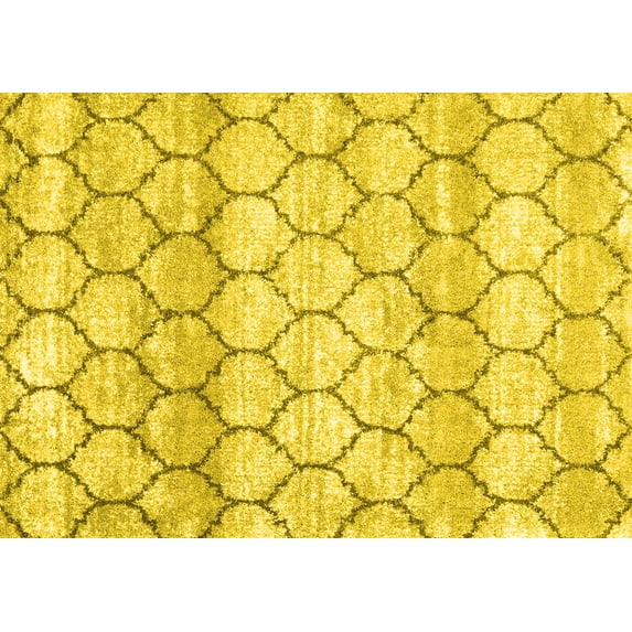Ahgly Company Machine Washable Indoor Rectangle Trellis Yellow Modern Area Rugs, 2' x 5'