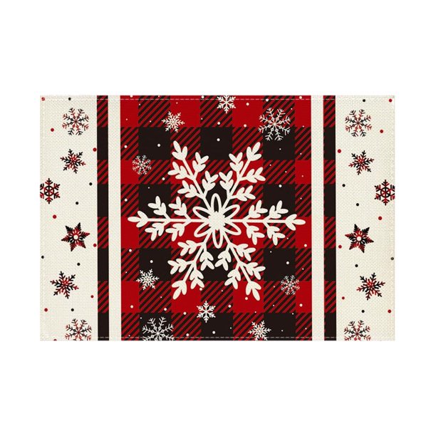 Decoraciones de Navidad Escalfombra de Copo de Nieve de Invierno Interior 12x18 Pulgadas Escalfombra de Mesa de Vacaciones de Navidad, Usada para la Decoración de la Cocina Y el Restaurante de la Fies