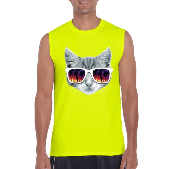 Mens Kitty with Sunglasses Ultra Cotton Sleeveless T-Shirt