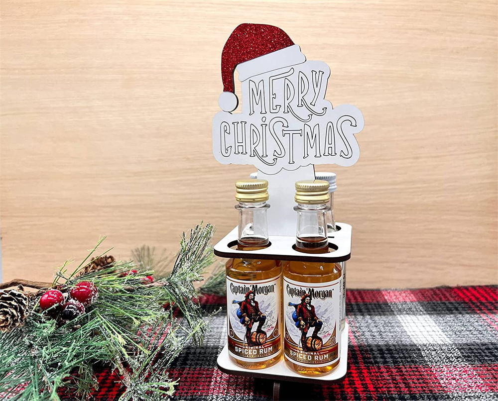 Liquor Bottle Christmas Caddy, Christmas Mini Wine Bottle Holder, Mini Liquor Bottle Christmas
