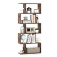 thumbnail image 1 of Patiojoy 5-Tier Geometric Bookshelf Wooden Decorative Display Shelf w/Large Capacity Freestanding S-shaped Bookcase Rustic Brown, 1 of 6