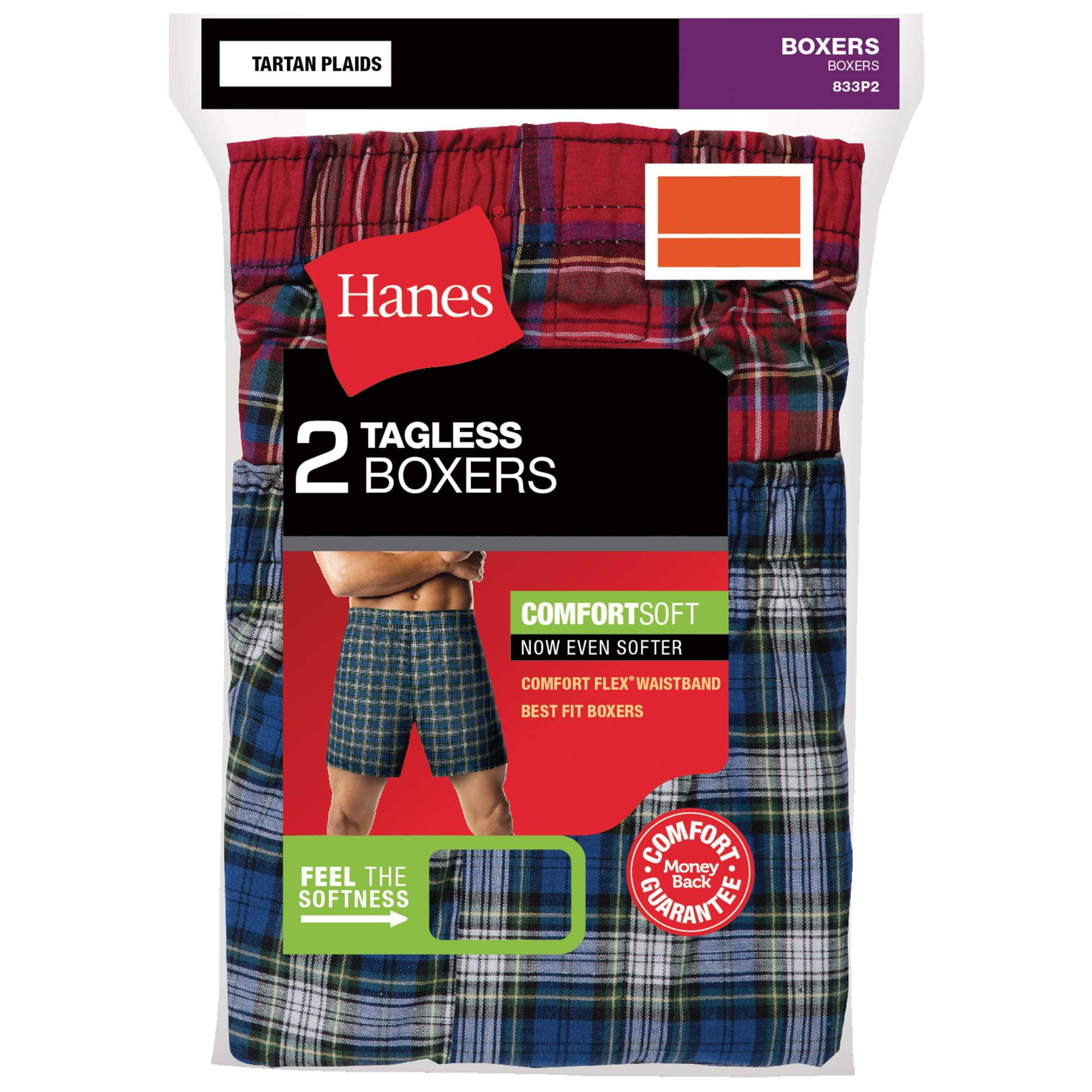 Hanes Men's Exposed Waist Band Woven Tartan Boxer 2 Pack by Hanes
