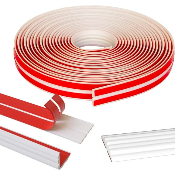 Wall Corner Protector, Kvago 0.79in x 19.68ft Self-Adhesive Corner Strip, Flexible Strip Caulk Strip for Countertop Corner Guards, Door Frame, Wall Edge and Home DIY Decoration (White)