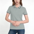 thumbnail image 2 of jobturf Golf Shirts for Women Dressy Casual Collared Work Blouses Trendy Color Block Basic Tees Comfy Loose Plus Size Summer Tops S-4XL, 2 of 6