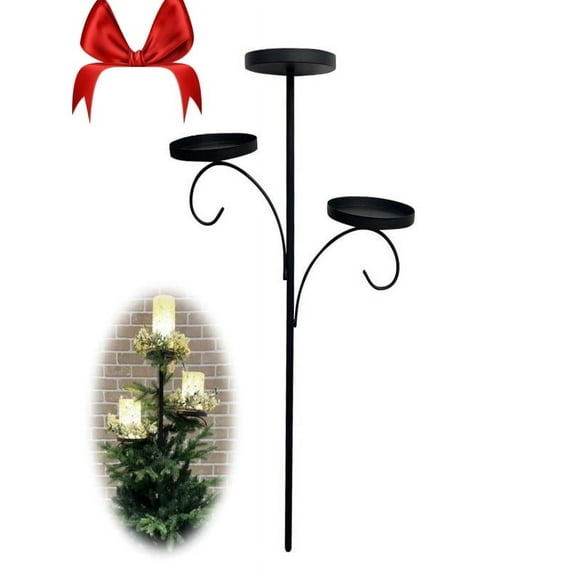 Exhoden Black Triple Tree Topper, 2024 New Triple Tree Topper Candle Holder, Candelabra Tree Topper for Christmas, 3 Tier Candle Holder, Unique Light Up Christmas Tree Indoor Bedroom Kitchen