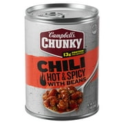 Campbell's Chunky Chili, Hot and Spicy Chili with Beans, 16.5 oz Can