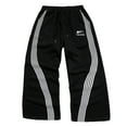 thumbnail image 4 of Men's Pants Loose Streetwear Striped Slacks Wide Leg Sports Pants Drawstring Trousers Fall Athleisure Plus Size Sweatpants, 4 of 8