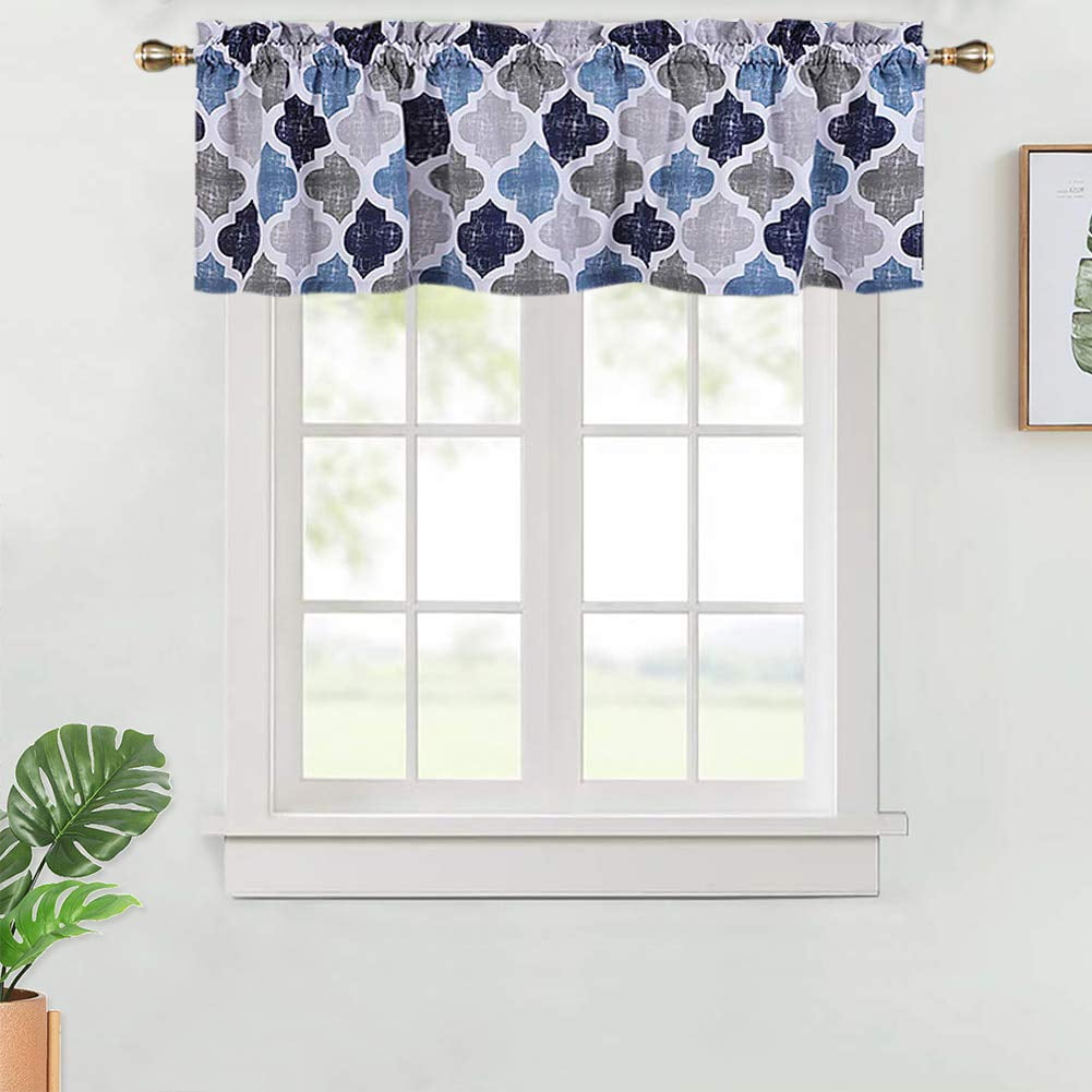 CAROMIO Moroccan Design Valance, Rod Pocket Cotton Blend Kitchen Valance Curtain Cafe Curtains