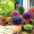 thumbnail image 5 of 12 Bundles Artificial Shrubs Bushes, Fake Outdoor UV Resistant Plants , Faux Plastic Bell Leaves Greenery for Indoor Outside Hanging Planter Home Office Wedding Farmhouse Decor (Purple), 5 of 7