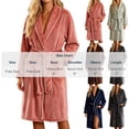 thumbnail image 3 of Miqool Women's Plush Fleece Bathrobe with Shawl Collar and Pockets -Long Robe Soft Warm Belted, 3 of 7