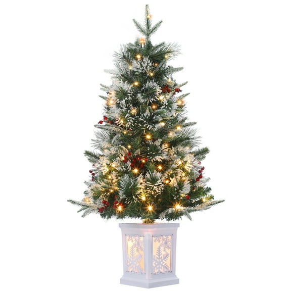 Goldensoil Pre-lit Mini Christmas Tree, Artificial 3ft Tabletop Christmas Tree, Style 1