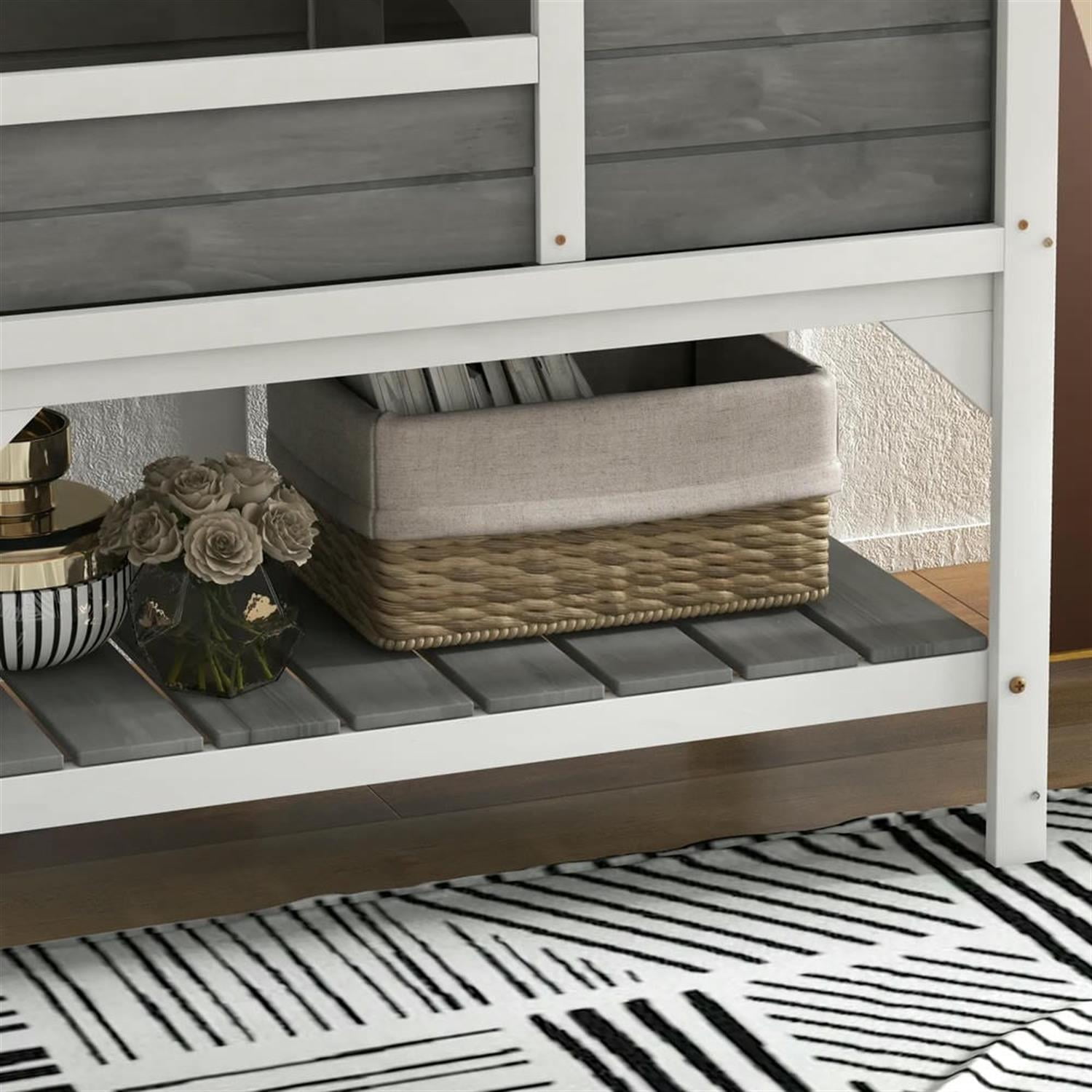 resenkos 40.5" Wooden Tortoise House with Lamp Holder, Shelf Storage, Reptile Cage Enclosure for Turtles, Lizards, Snakes, Small Animal Habitats, Light Gray