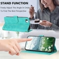 thumbnail image 5 of Leather For Apple iPhone 17e / 16e Case Orchids&Butterflies Embossed 5-card  Flip Wallet Leather Case With Card Holder Magnetic Closure Phone Cases Cover With Hand Strap,Green,For iPhone 17e / 16e, 5 of 9