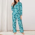 thumbnail image 2 of Picia Shark Wearing Sunglasses Pattern Women’s Long-Sleeve Sleepwear Set - Soft 2-Piece Loungewear with Pockets, Comfy PJs for Relaxing Nights-Medium, 2 of 7