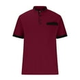 thumbnail image 4 of ZCFZJW Mens Moisture-Wicking Polo Shirts Casual Summer Short Sleeve Button Neckline Summer Workout Tees Shirt Trendy Basic Gym Golf Shirts with Pockets Wine M, 4 of 6