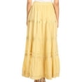 thumbnail image 2 of Sakkas Solid Embroidered Gypsy / Bohemian Full / Maxi / Long Cotton Skirt - Burnt Yellow - One Size, 2 of 5