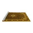 thumbnail image 2 of Ahgly Company Machine Washable Indoor Round Medallion Yellow Traditional Area Rugs, 4' Round, 2 of 4