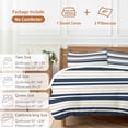 thumbnail image 6 of 3 Piece Navy Blue Khaki Striped Duvet Cover Set Twin Size, Microfiber Comforter/Quilt Cover with Corner Ties and 2 Pillowcases, Gradient Horizontal Lines All Season Soft Bedding with Zipper Closure, 6 of 8