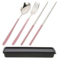 thumbnail image 1 of CUITING Travel Spoon Fork Chopsticks Set Reusable Silverware Lunch Portable Pp Plastic Pink, 1 of 6