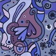 thumbnail image 1 of Ahgly Company Indoor Square Patterned Blue Whale Blue Area Rugs, 7' Square, 1 of 6