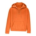thumbnail image 4 of YUGYXL Mens Tactical Sweatshirts Lace Up Hooded Pullover Long Sleeve Cargo Workout Outdoor Hoodies with Pockets Orange L, 4 of 4