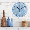 thumbnail image 3 of Pastel Blue Bows Daisies Flower Round Wall Clock Silent Analog Battery Operated Black Pointer Home Decor 9.84" Diameter, 3 of 11