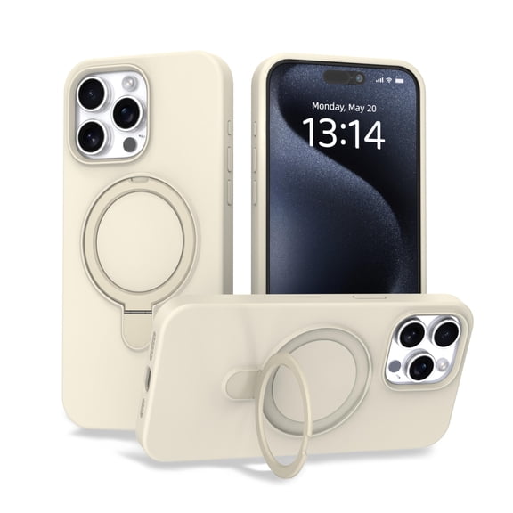 Phone Case compatible with Apple iPhone 15 Pro, Invisible Stand, Military Drop Tested Shockproof Silicone Cover for Women Men