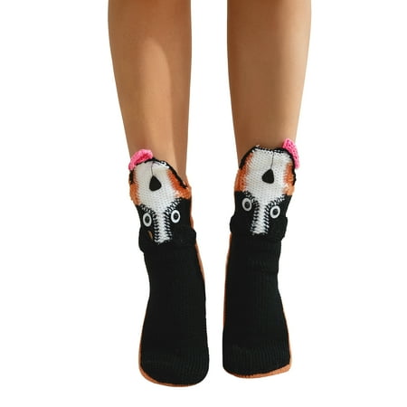 

Pudcoco Women Winter Autumn Casual Socks Cartoon Animal Style Patchwork Non-Slip Floor Socks