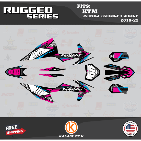Kalair GFX Graphics Kit for KTM Enduro 4-Stroke 250 XC-F, 350 XC-F and 450 XC-F (2019-2022) Rugged Series