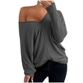 thumbnail image 2 of zanvin Tops for Women, Women Fashion Casual Solid V-Neck Loose Long Sleeve T-shirt Top Blouse Pullover Shirt, 2 of 5