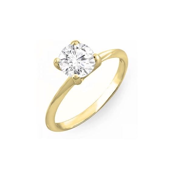 Dazzlingrock Collection IGI CERTIFIED 0.38 Carat (ctw) 14K Round White Diamond Bridal Solitaire Ring, Yellow Gold, Size 7.5