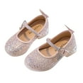 thumbnail image 2 of Piuwrlz Kids Glitter Crystal Shoes Girls Closed Toe Shoe Low Heel New Dress Flats Pink Size 34, 2 of 8